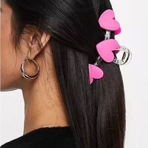 Pink Hearts Extra Large Hair Clip